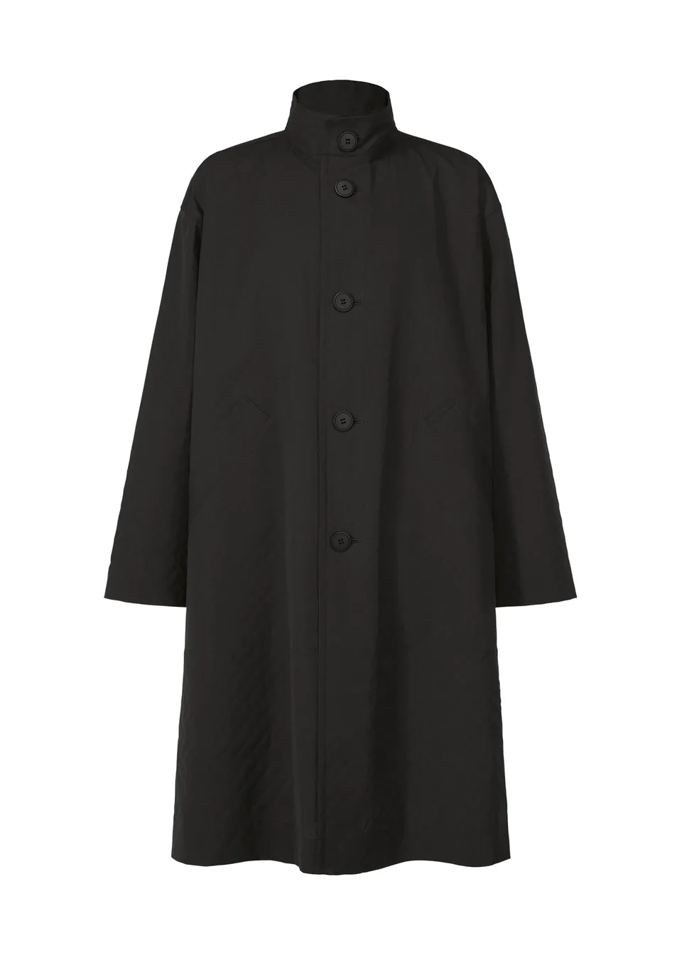 Issey Miyake Type-T 001-1 kabát černý trojúhelníkový vzor