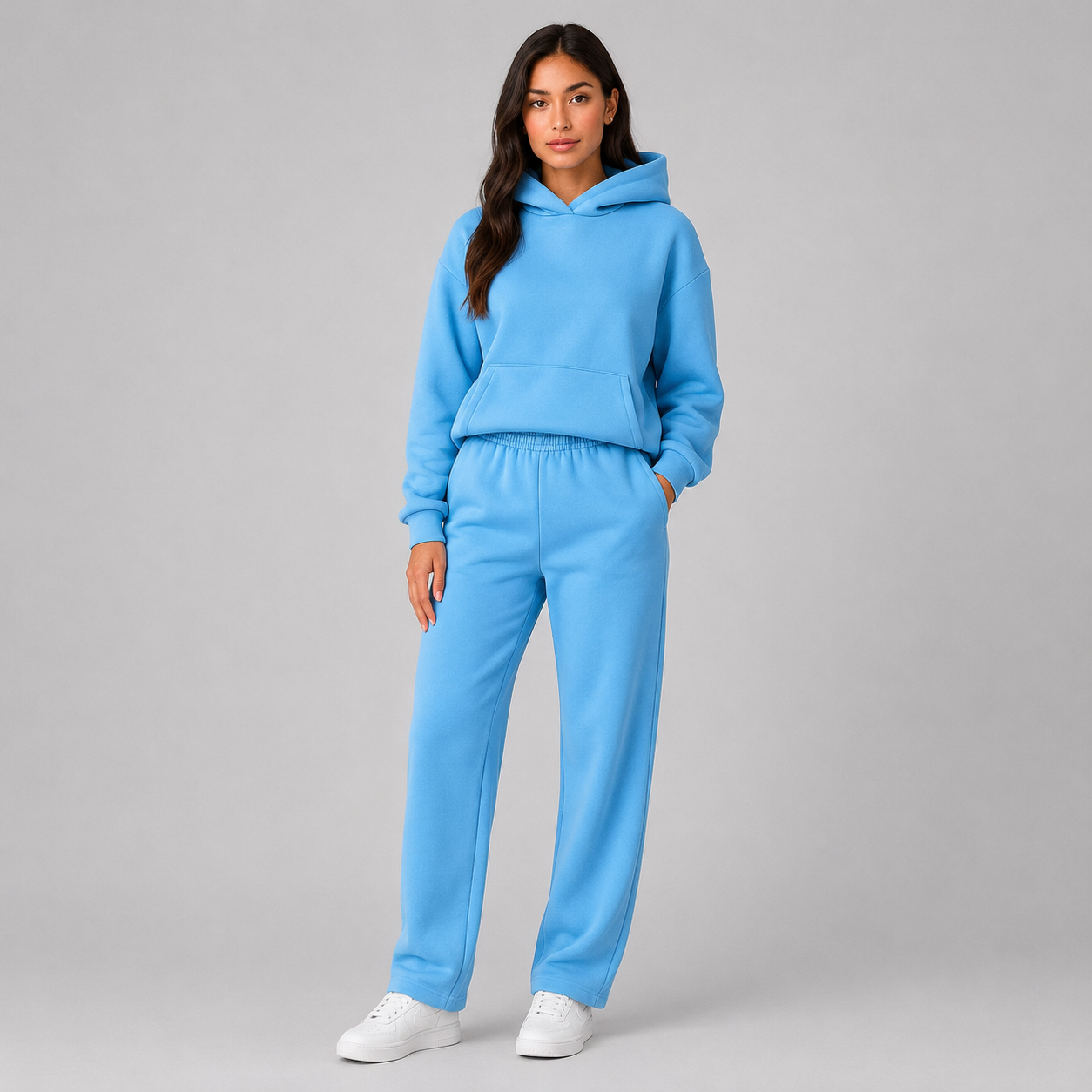 Norielle oversize tepláková souprava mikina kalhoty cyan