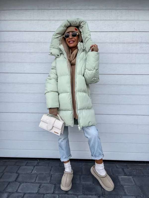 Norielle péřovka dámská oversize béžová s kapucí