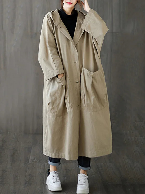 Norielle cape kabát oversize béžový s kapucí
