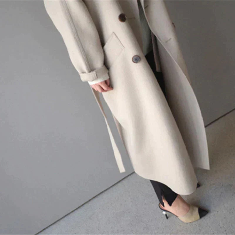 Norielle dlouhý oversize kabát s páskem béžový
