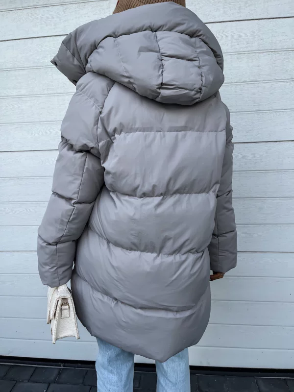 Norielle péřovka dámská oversize béžová s kapucí
