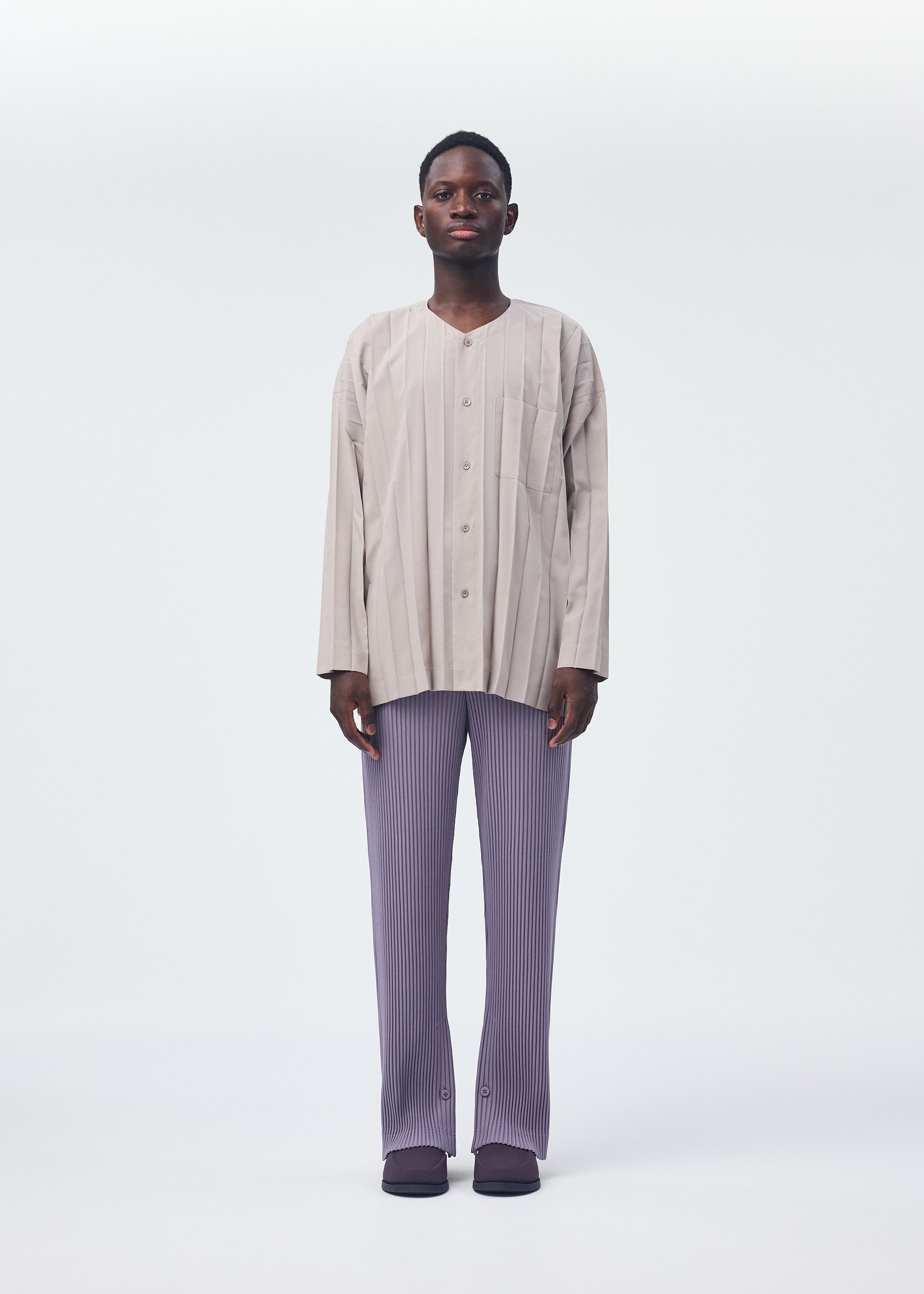 Issey Miyake Edge Shirt košile šedá plisovaná