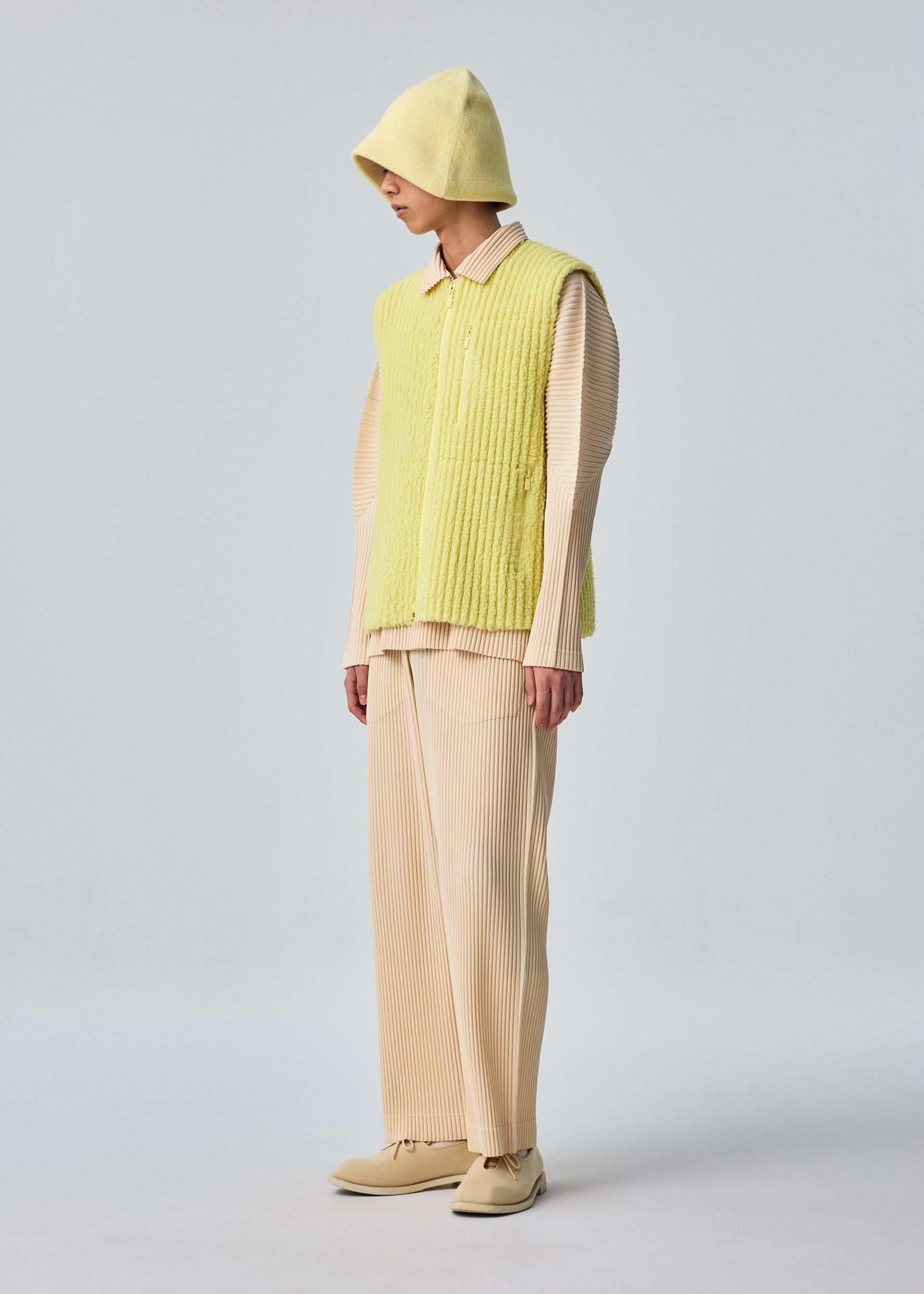 Homme Plissé Issey Miyake Fleece Pleats vesta černá