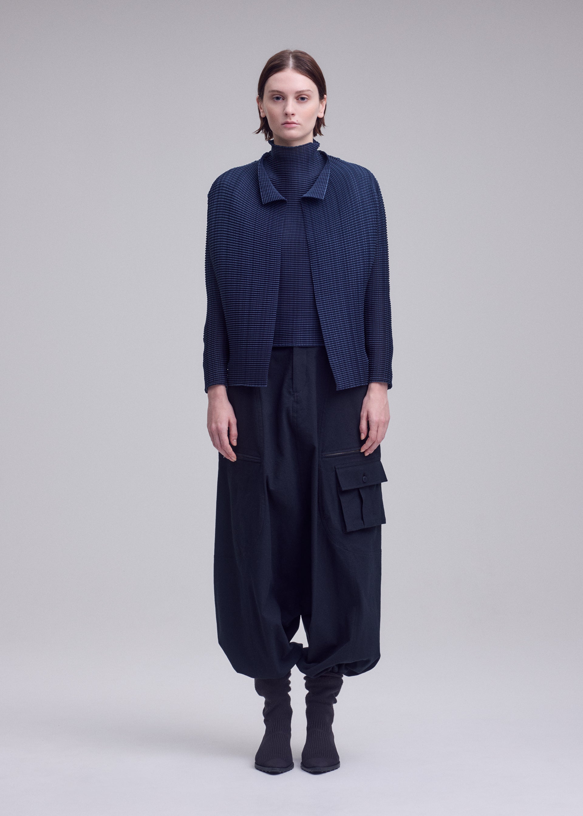 Issey Miyake Wooly Pleats-68 kardigan zelený stretch