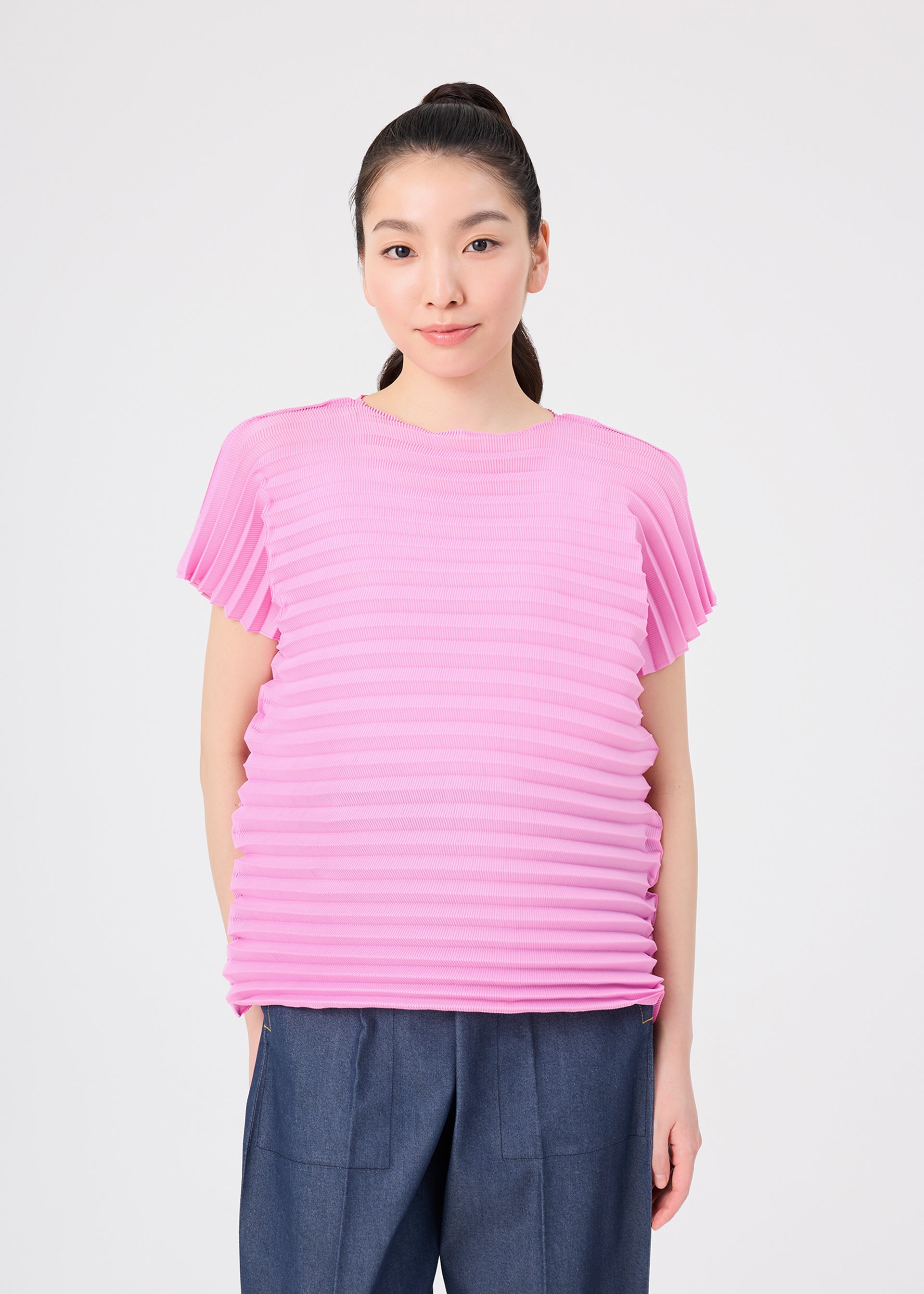 Issey Miyake Accordion Stretch Pleats top rose pink