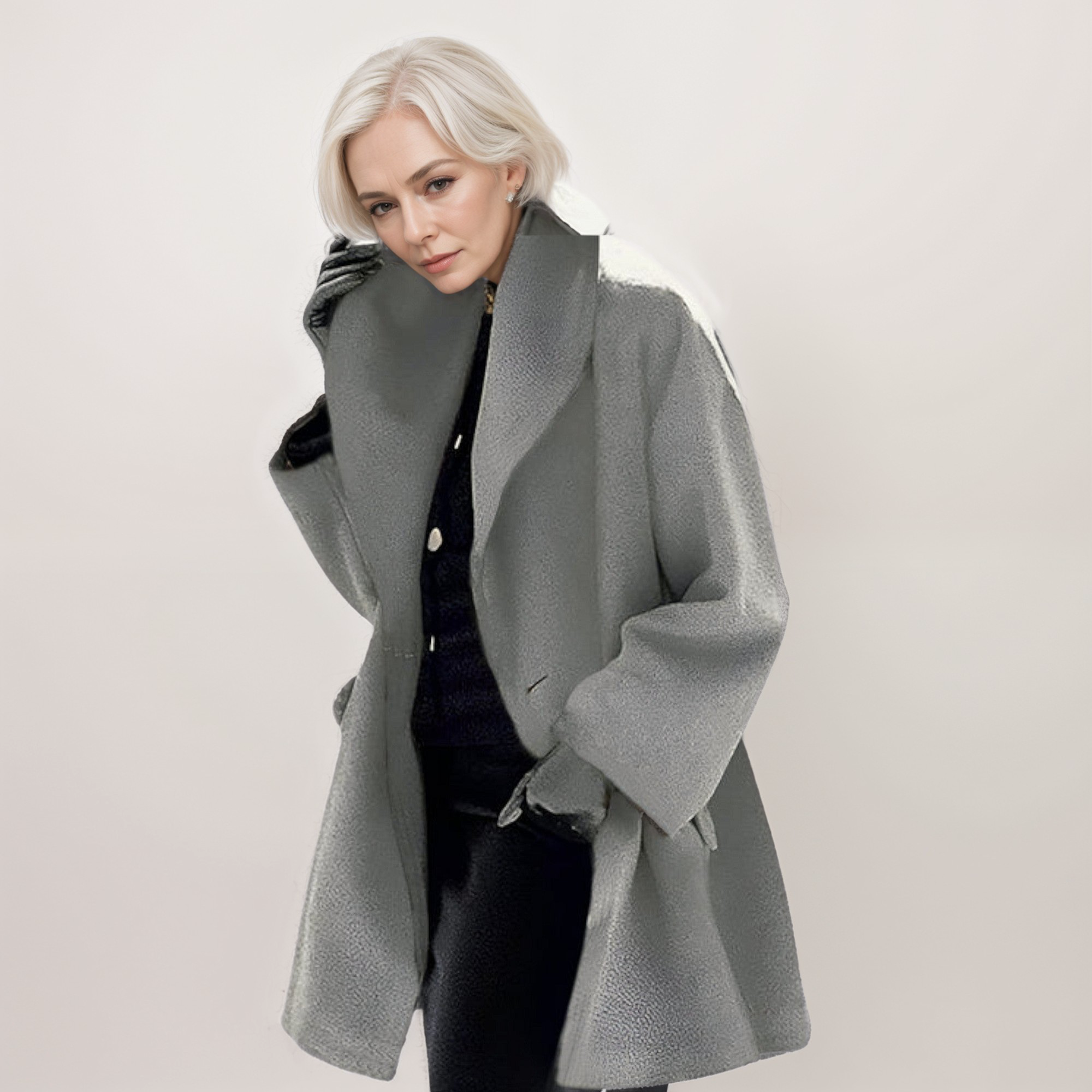 Norielle modrý oversize plášť se šálovým límcem