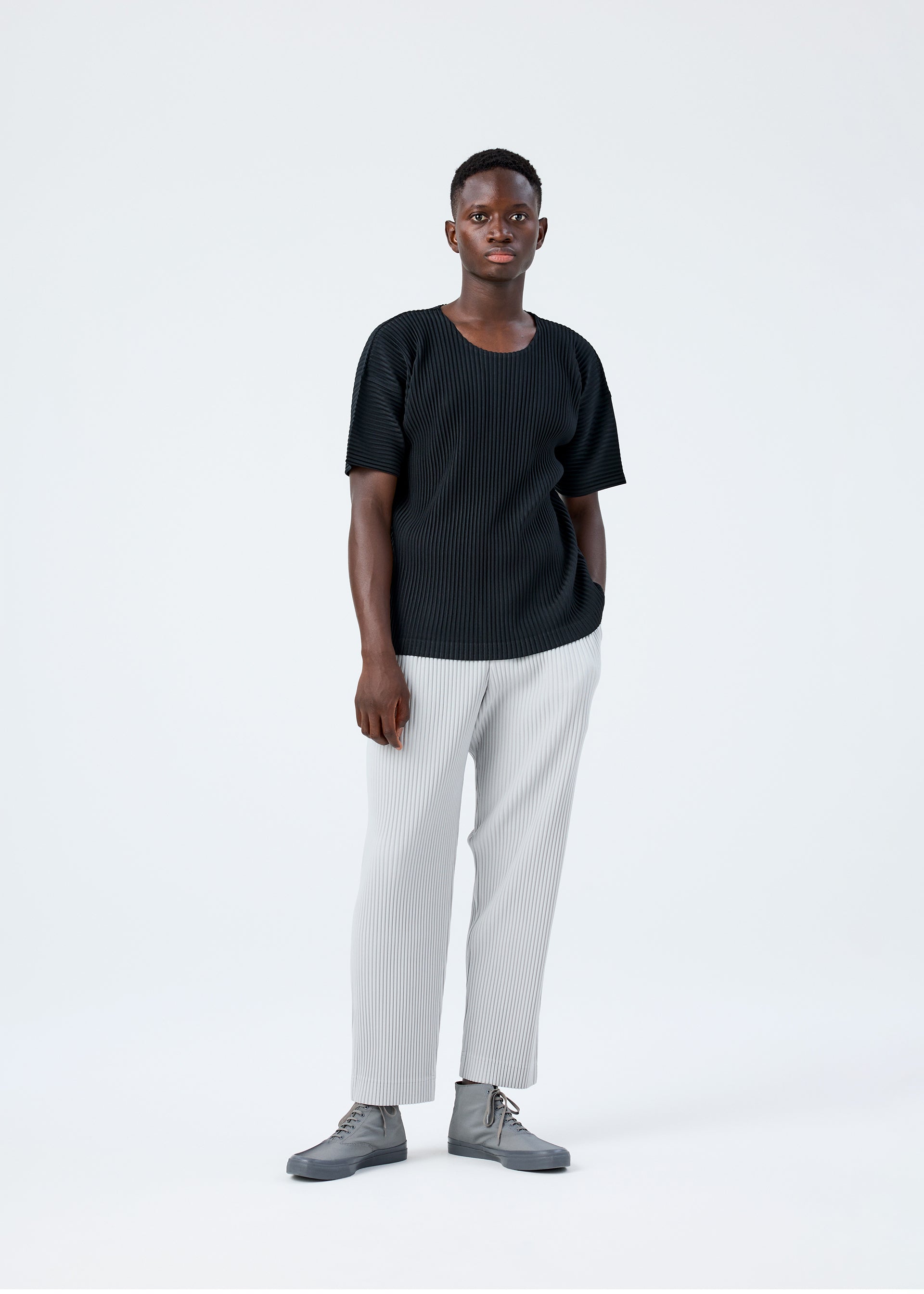 Issey Miyake Basics rovné kalhoty navy 2