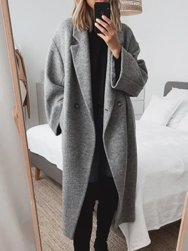 Norielle Oversize dlouhý kabát šedý minimalistický