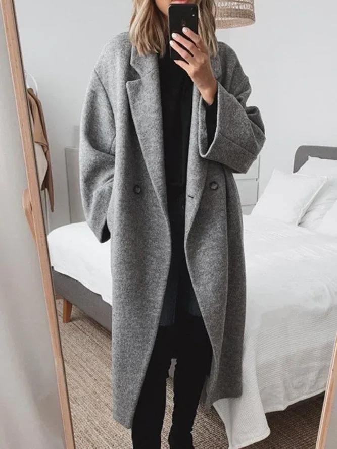 Norielle Oversize dlouhý kabát šedý minimalistický