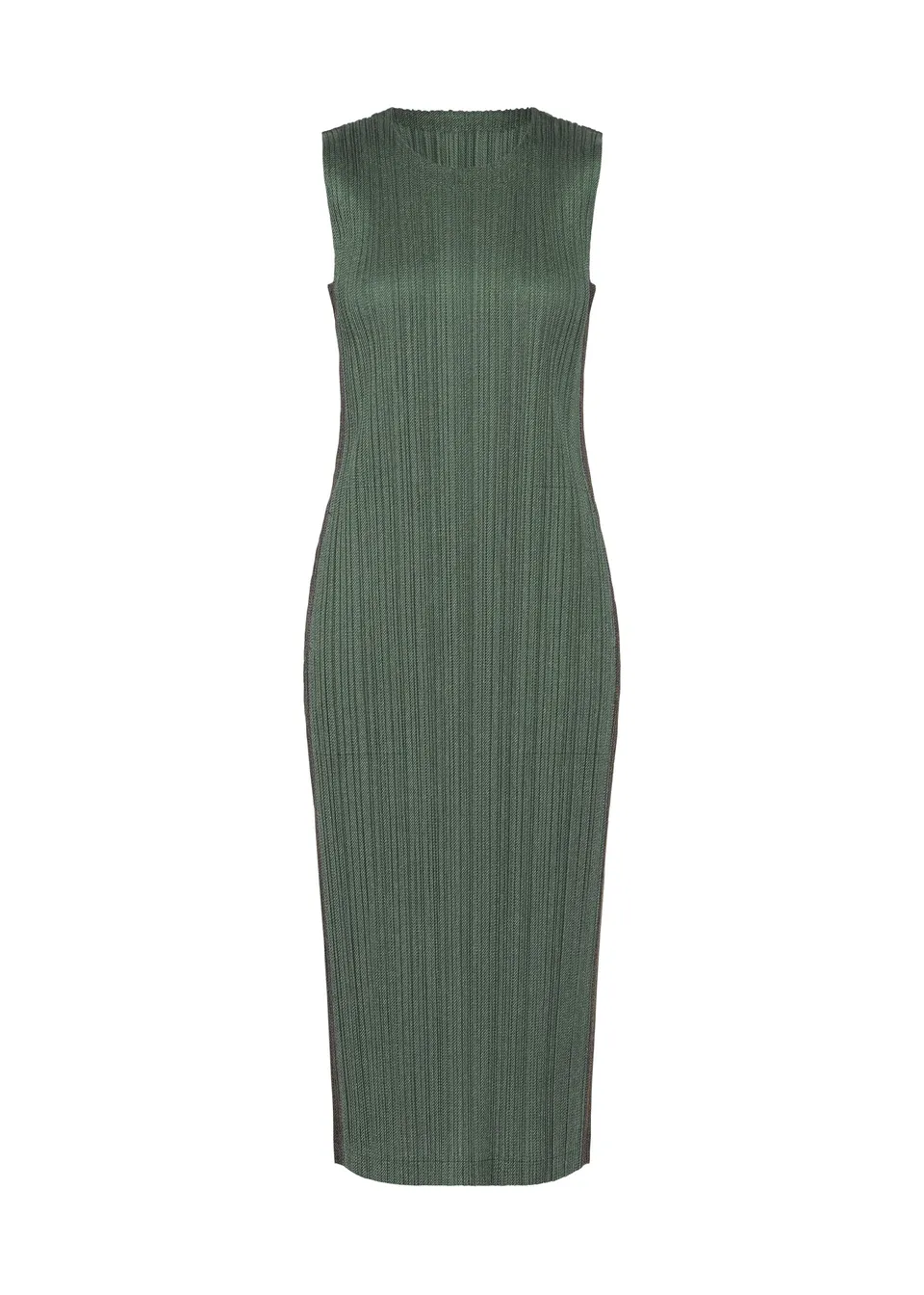 Pleats Please Issey Miyake Cotton Denim šaty tmavě zelené
