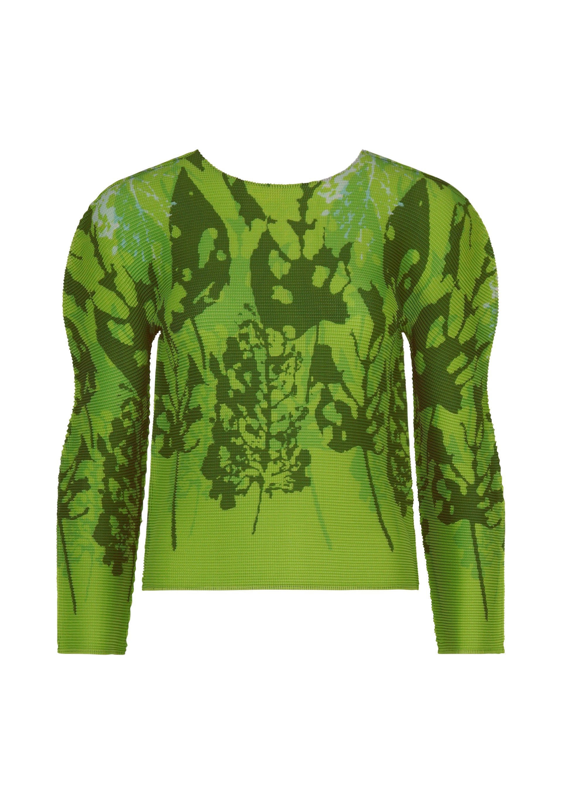 Issey Miyake Leaf strečový top hnědý s potiskem listí