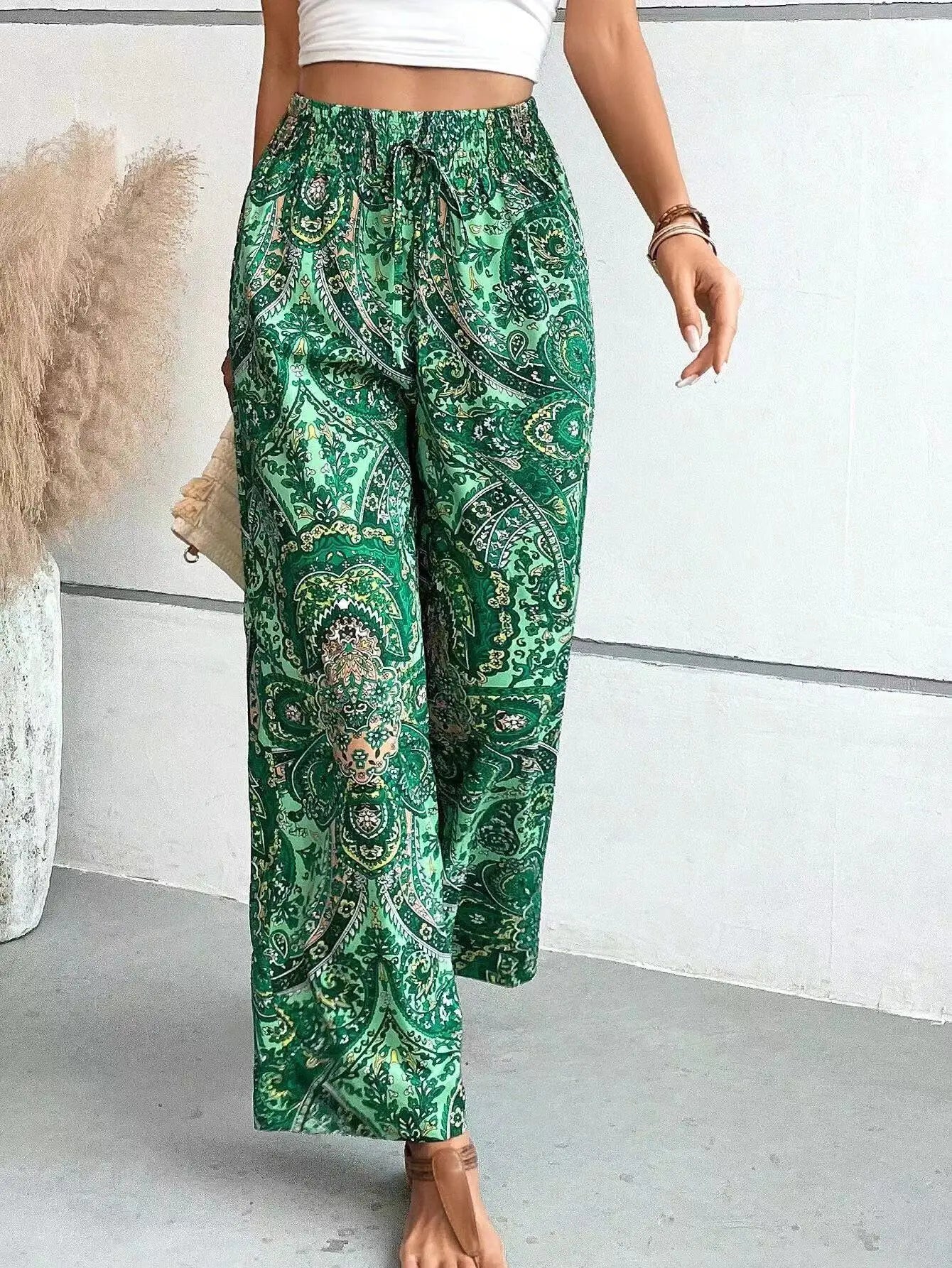 Norielle boho kalhoty se vzorem khaki