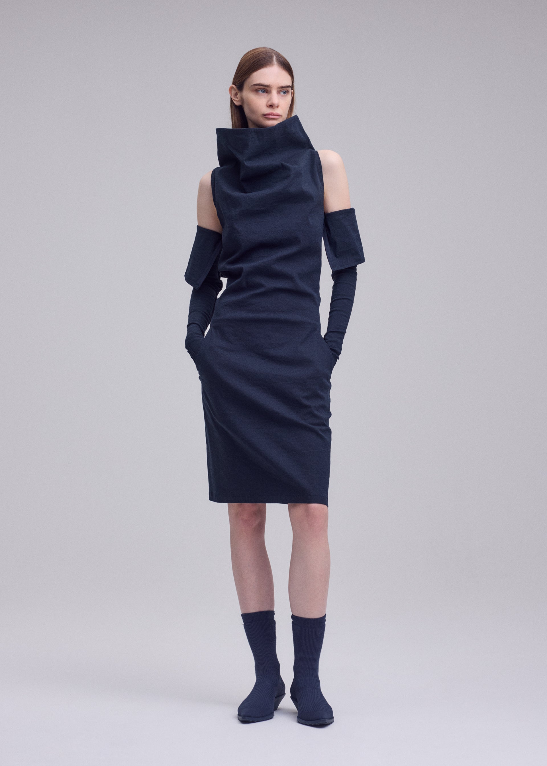 Issey Miyake Allow šaty smetanové bez rukávů washi