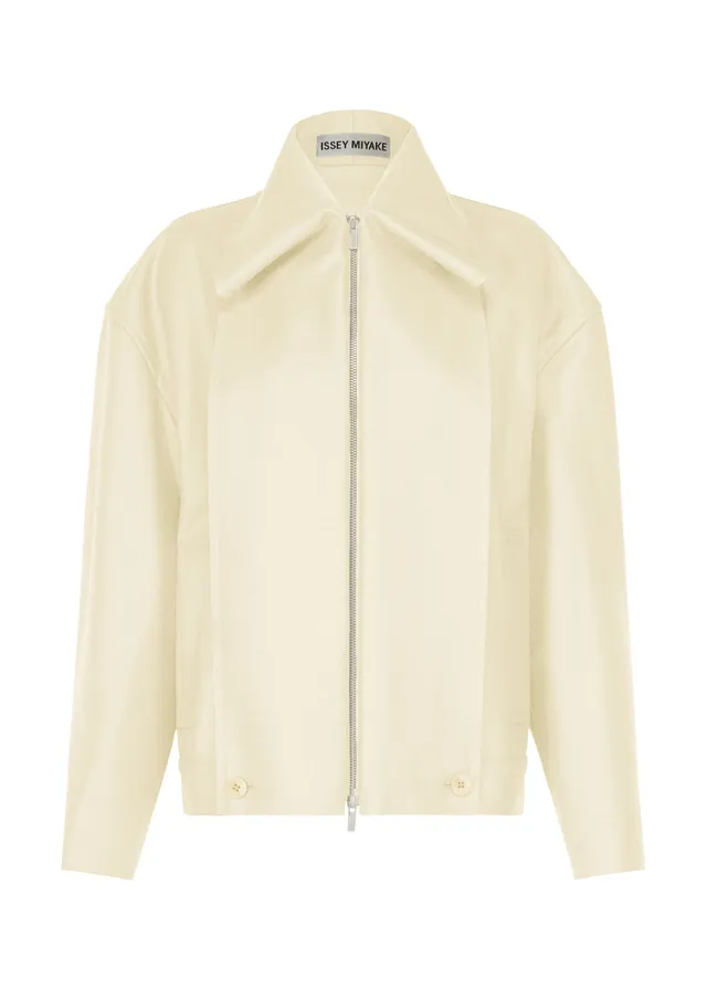 Issey Miyake SHELL bunda off-white vlněný úplet