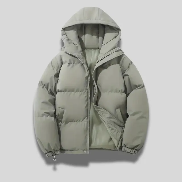 Norielle Oversize krátká zimní bunda s kapucí khaki