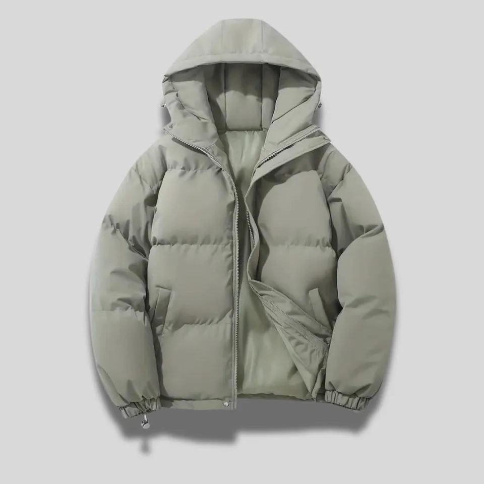 Norielle Oversize krátká zimní bunda s kapucí khaki