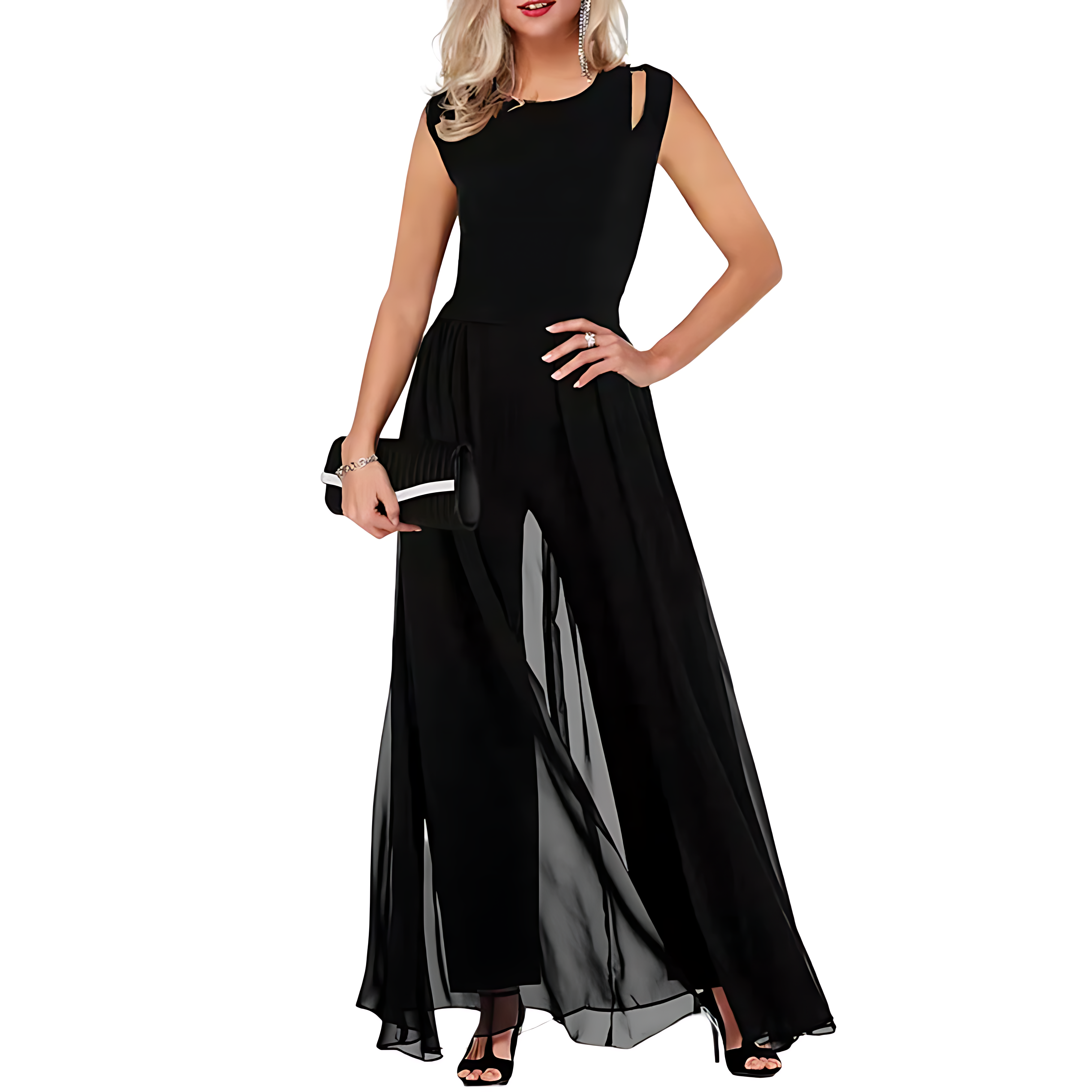 Norielle Elegance Soirée dámský overal černý bez rukávů
