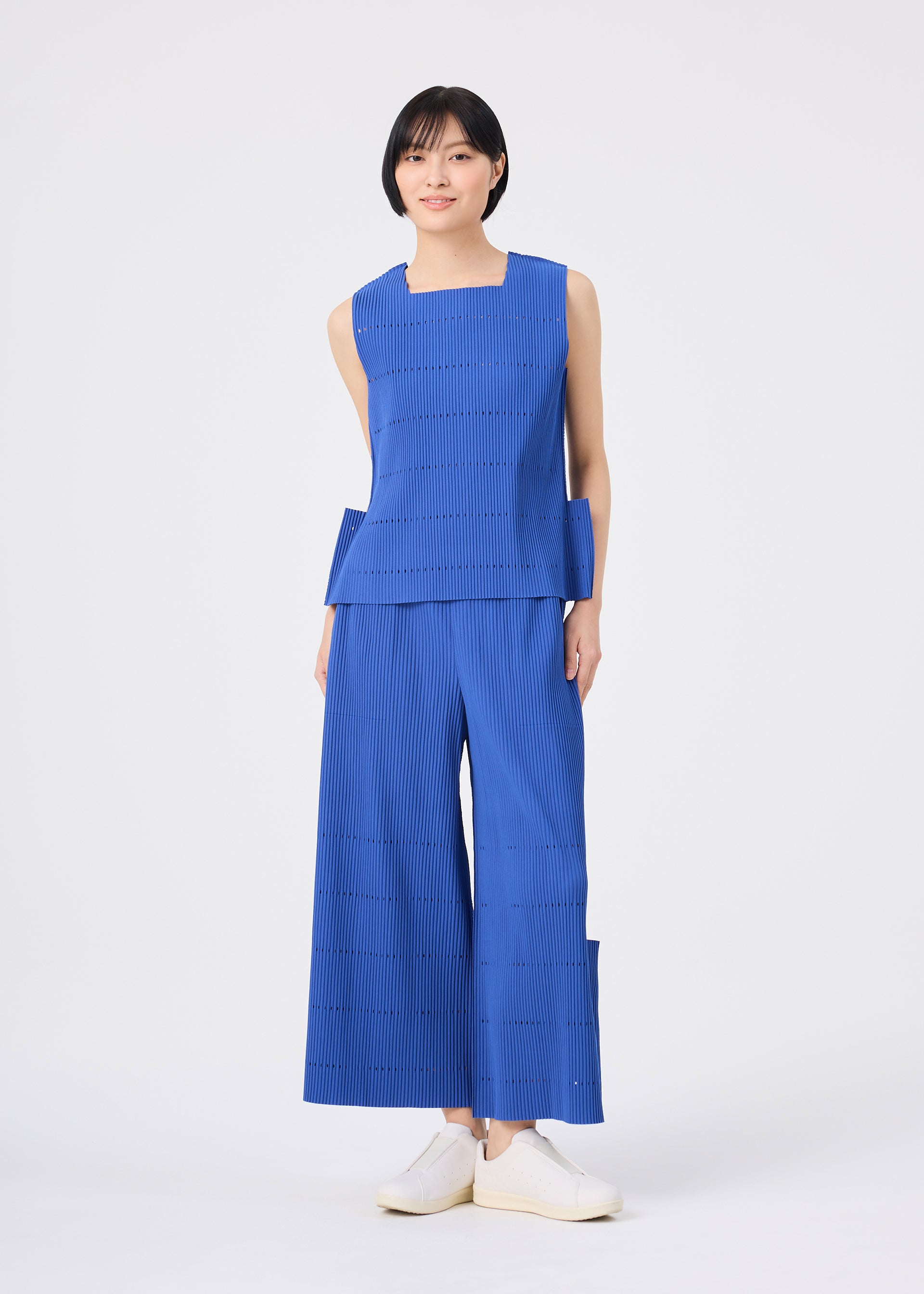Issey Miyake Tower Pleats úpletový top růžová