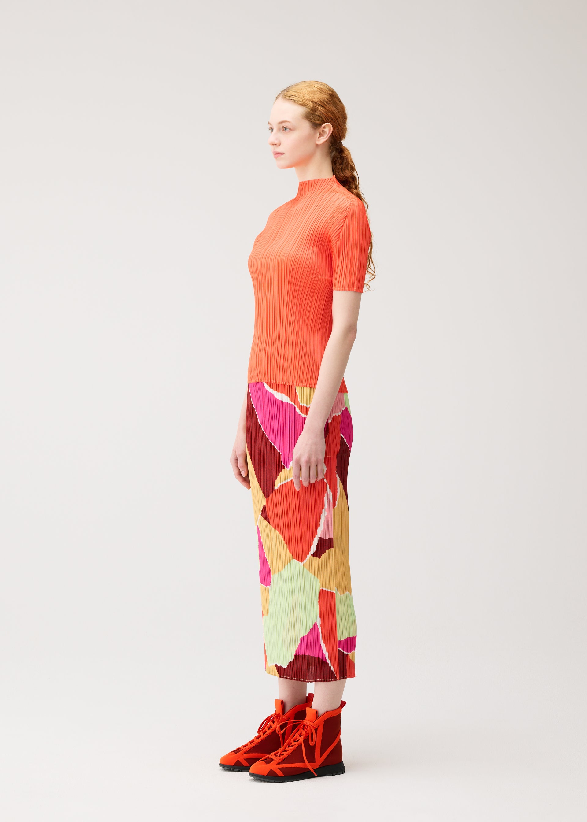 Issey Miyake Surprise! sukně oranžová vzorovaná