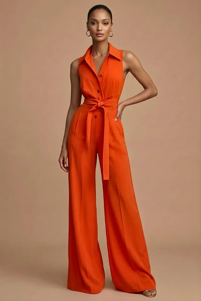 Norielle elegantní overal bez rukávů oranžový
