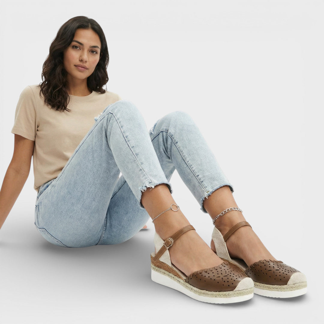 Norielle espadrilky na klínku béžové perforované