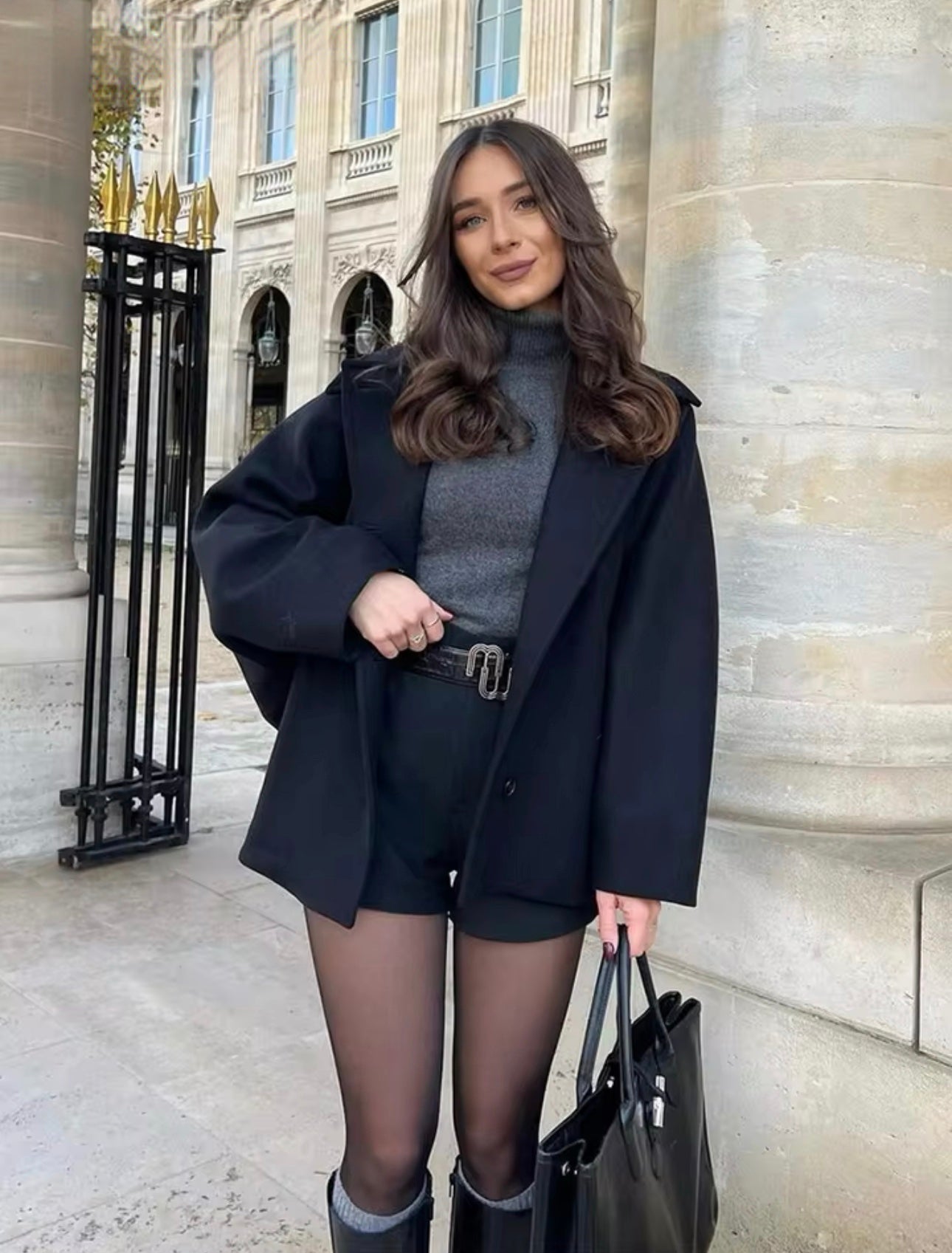Norielle krátký oversize kabát béžový elegantní
