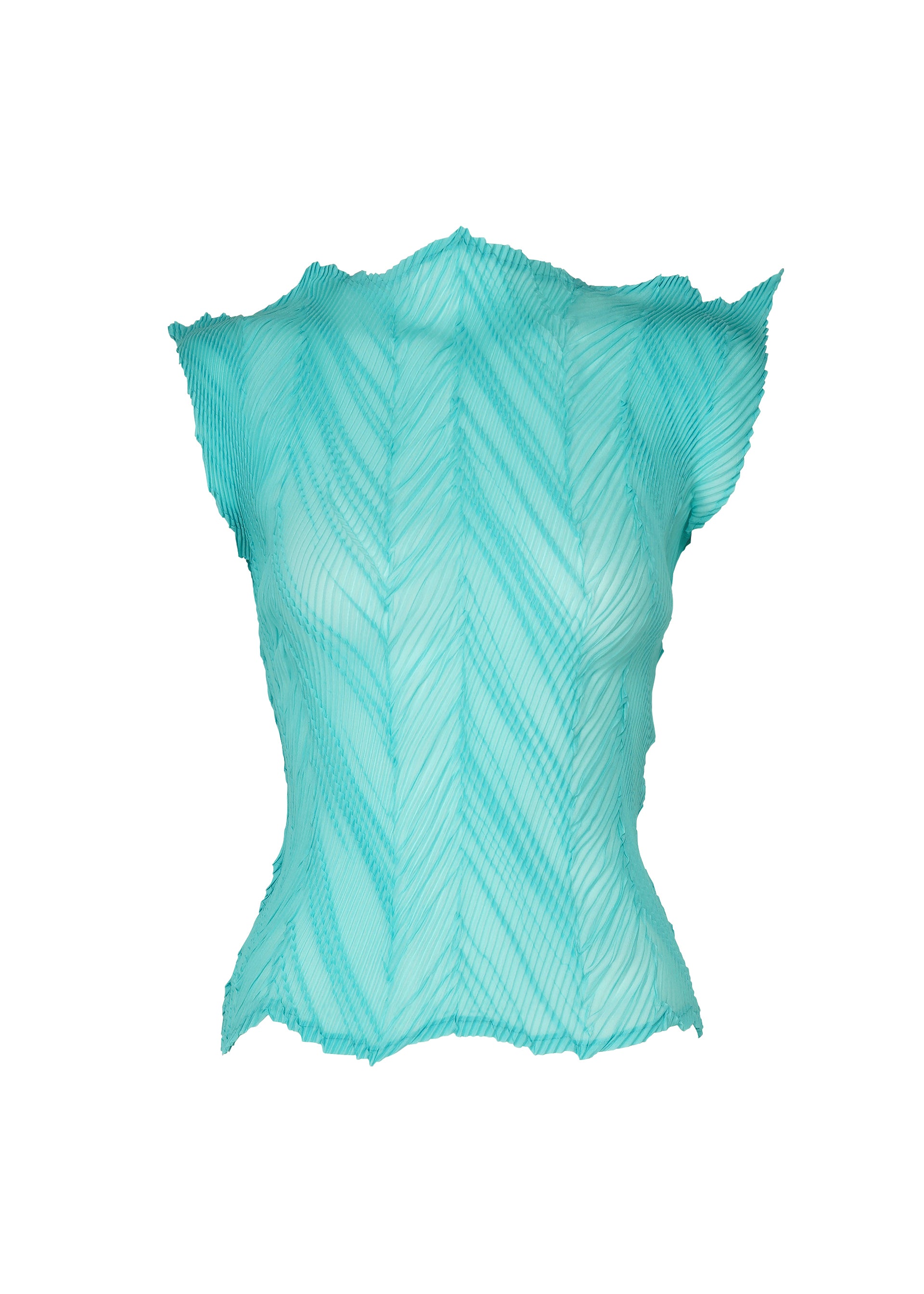 Issey Miyake Zigzag Pleats top světle modrá krátký rukáv
