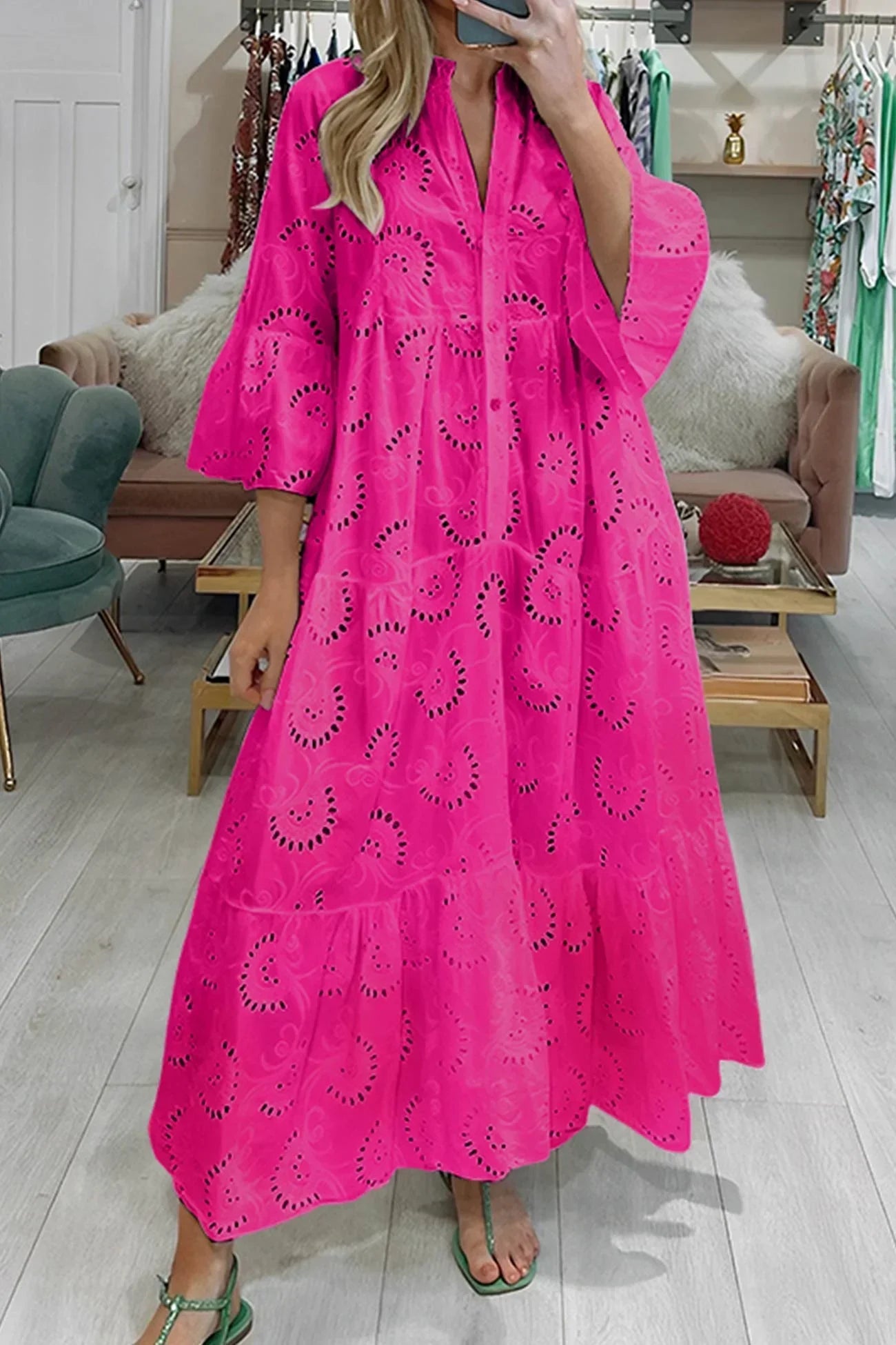 Norielle dámské dlouhé šaty vyšívané bílé