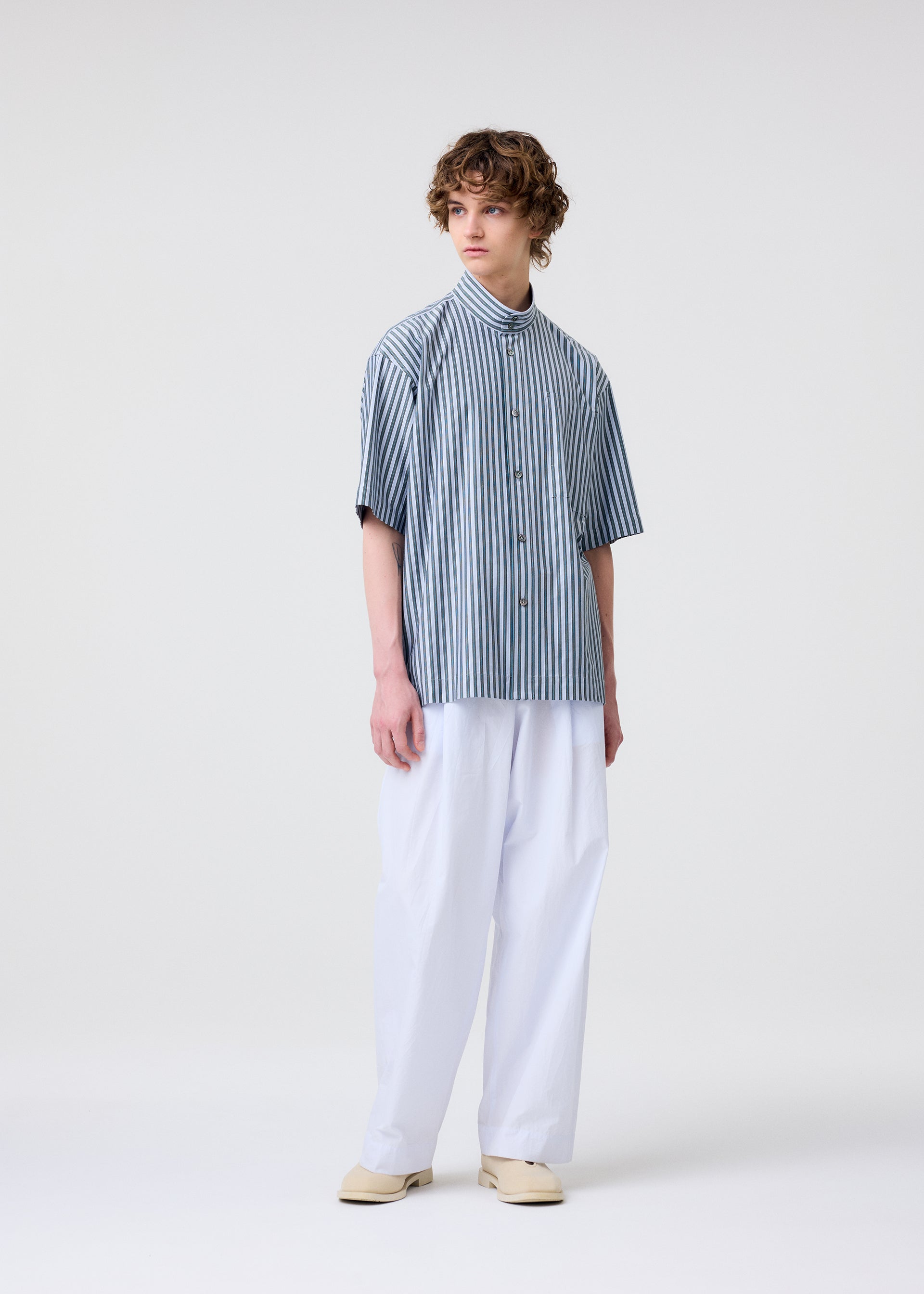 Homme Plissé Issey Miyake Stripe Jersey košile hnědá