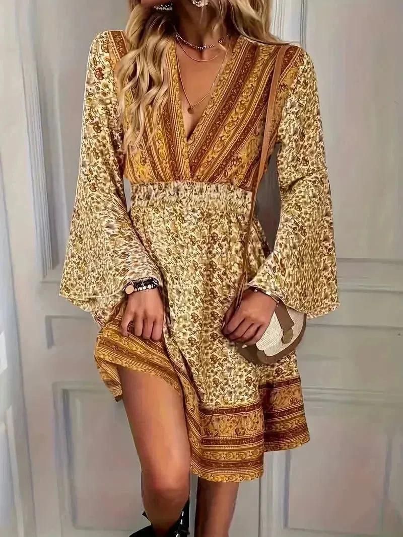 Norielle zavinovací minišaty boho světle hnědá L