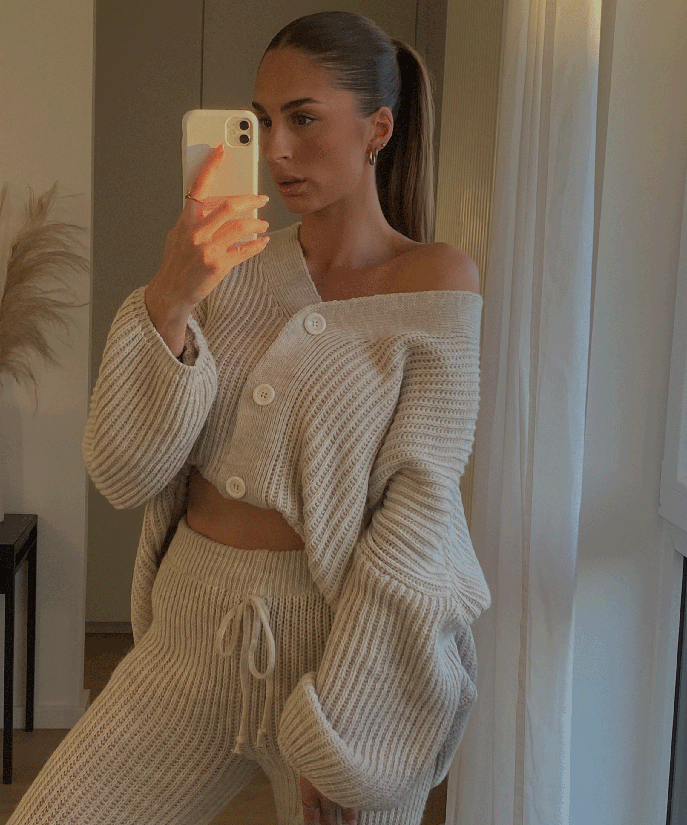 Norielle pletená souprava svetr a kalhoty béžová