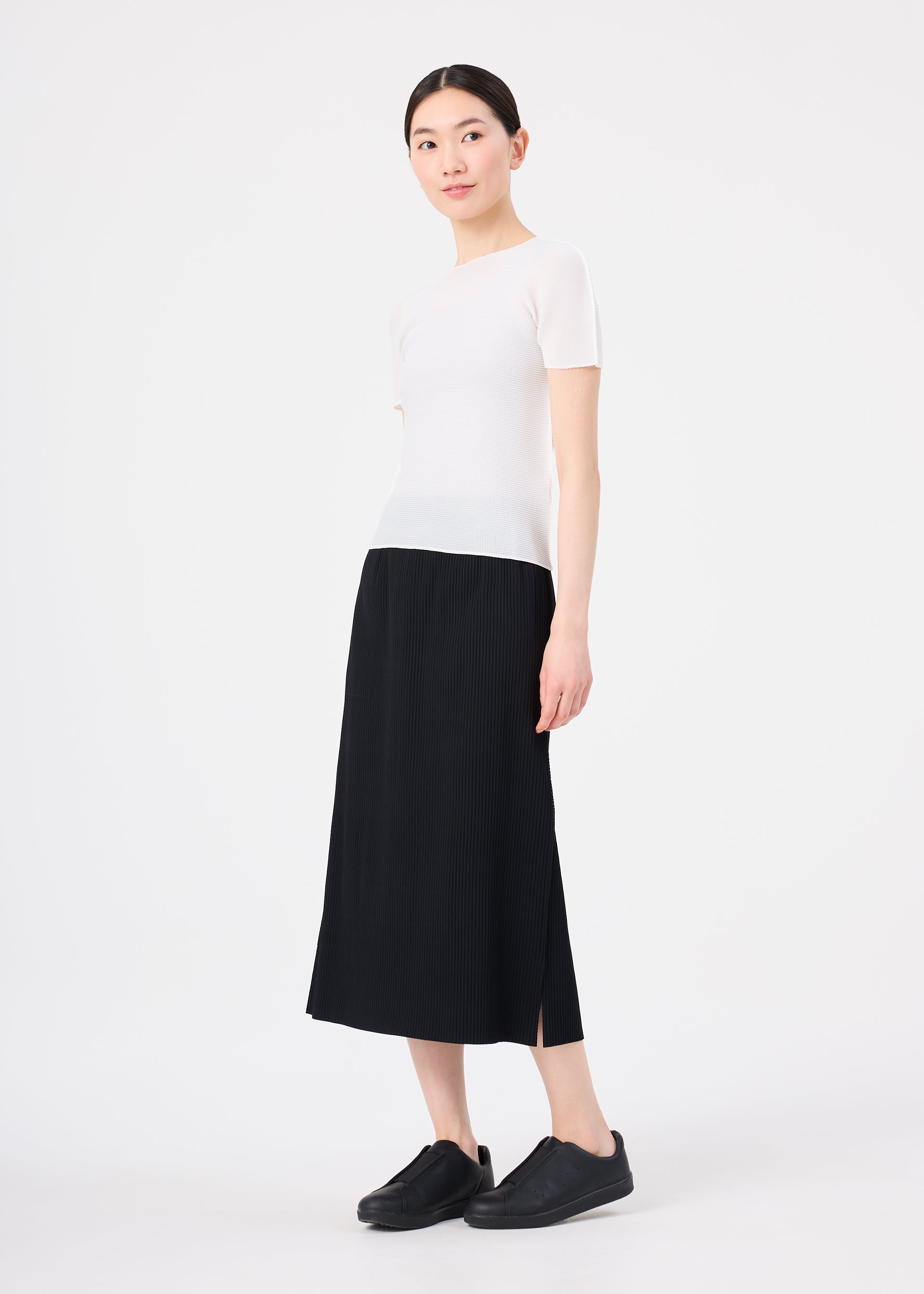Issey Miyake Fine Knit Pleats sukně bílá lehký úplet