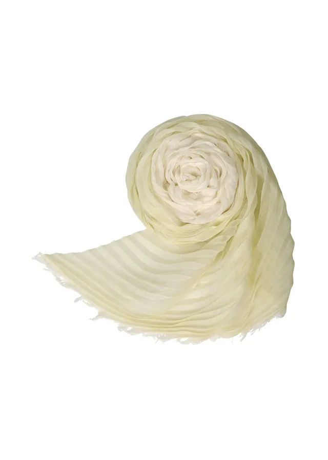Issey Miyake Gradation Ramie Pleats štola bílá plisovaná