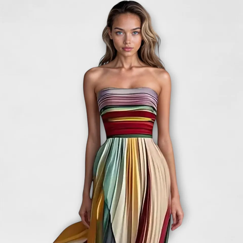 Norielle Bustier Rayures dlouhé šaty S pruhované