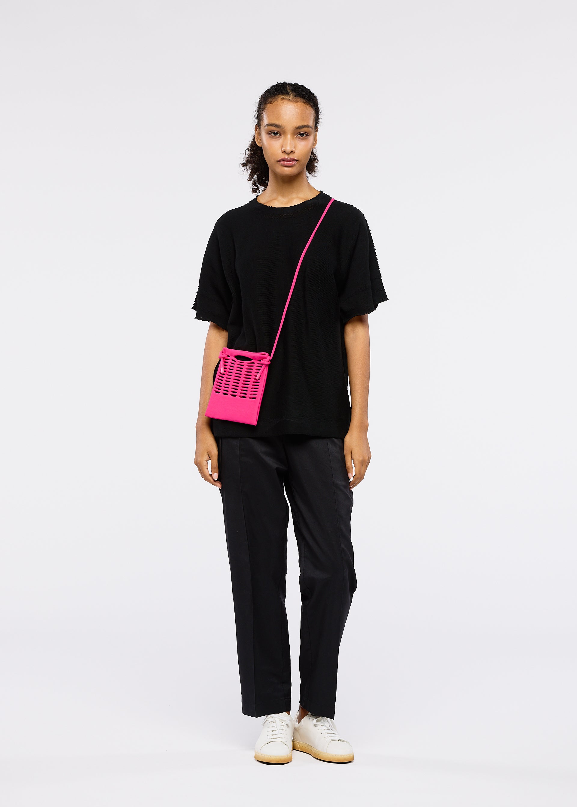 Issey Miyake Mokko S.C. mini kabelka růžová pletená