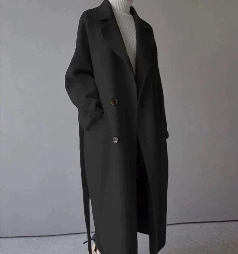 Norielle dlouhý oversize kabát s páskem béžový