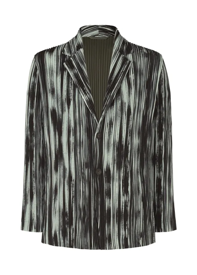 Issey Miyake Homme Plissé Brushstroke sako černé pruh