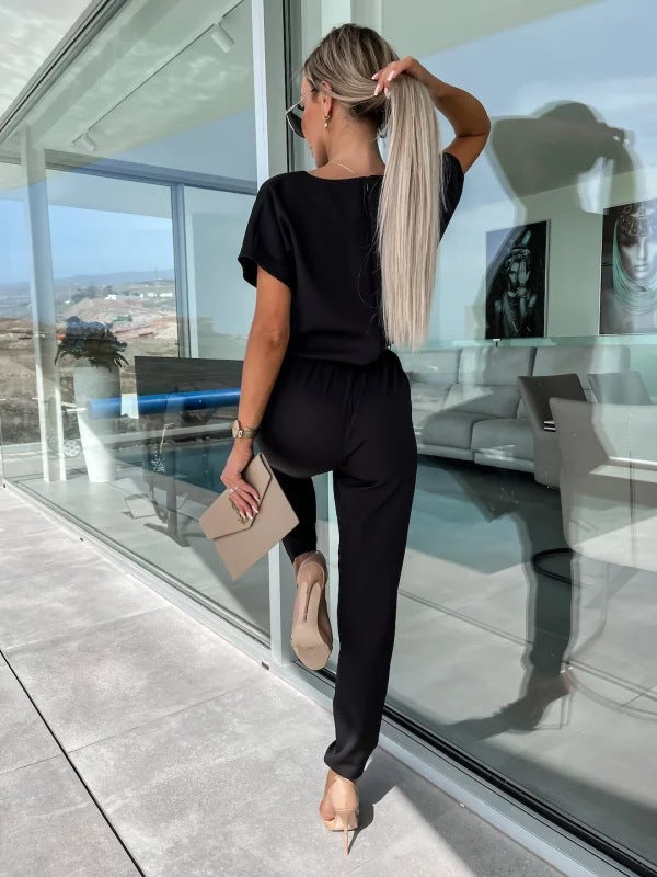 Norielle souprava kalhoty a top černá volná 2dílná