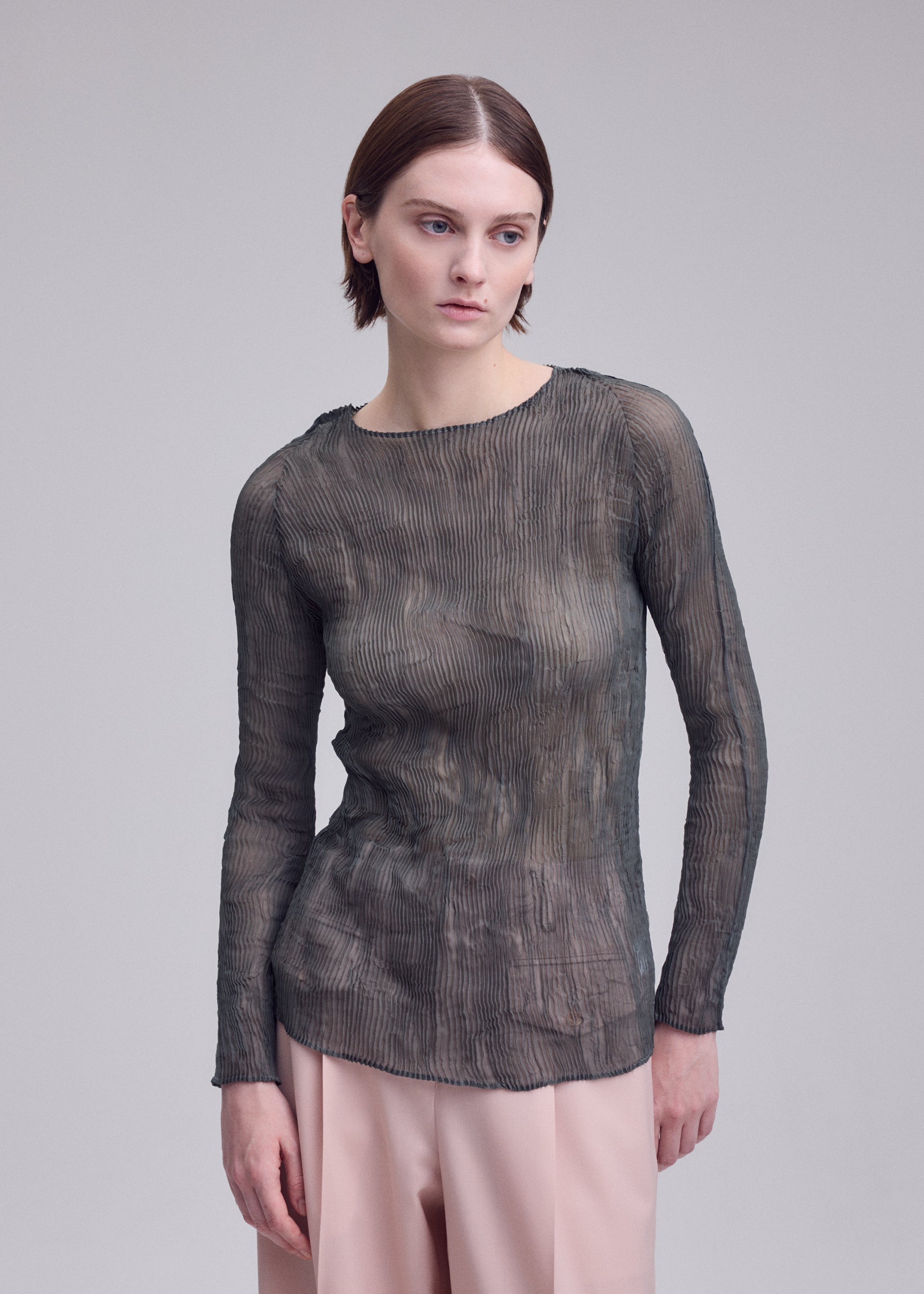 Issey Miyake Chiffon Twist IM63FJ415 top Gray 2 šifon