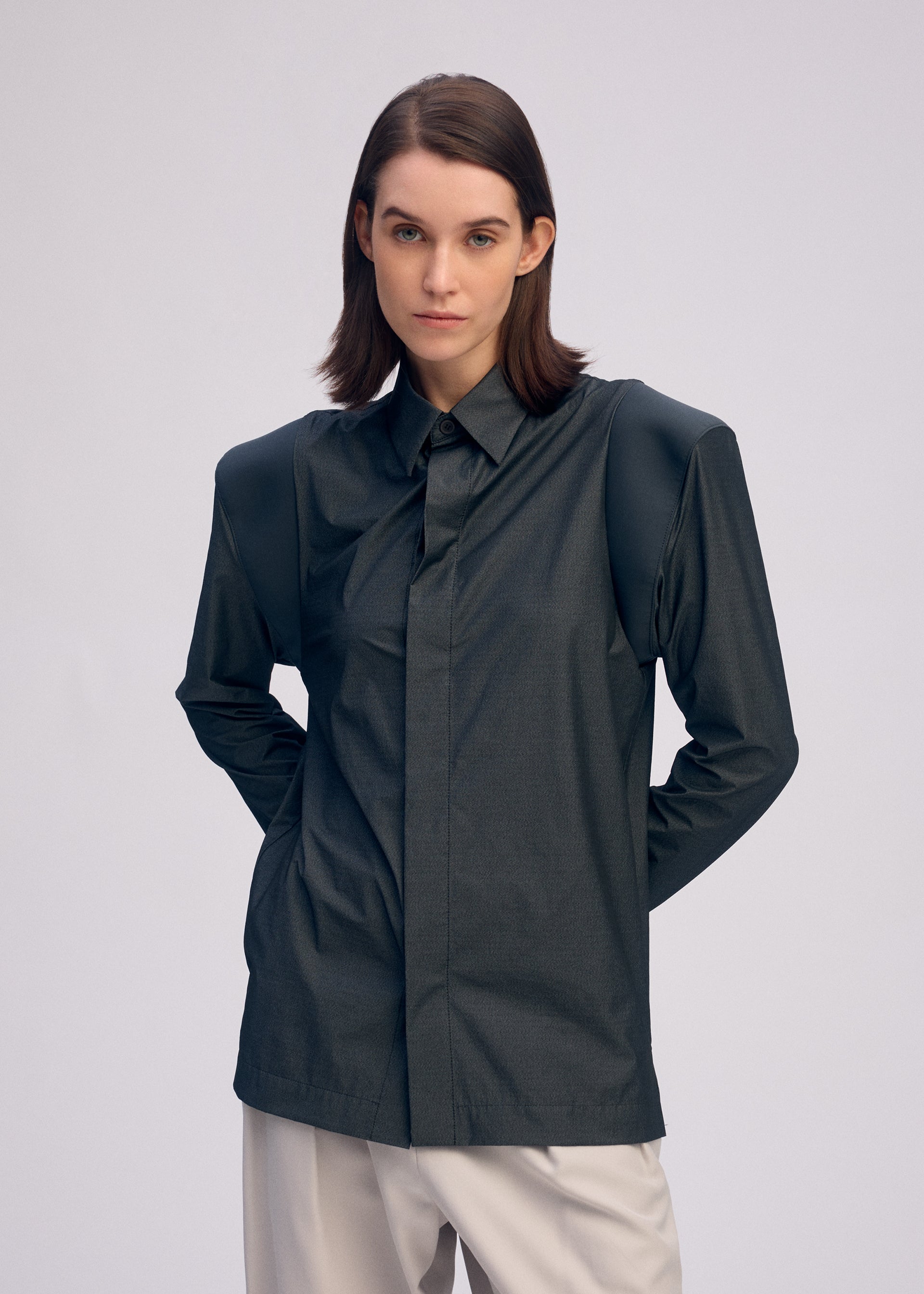 Issey Miyake Mute IM61FJ573 košile šedá 2 streč
