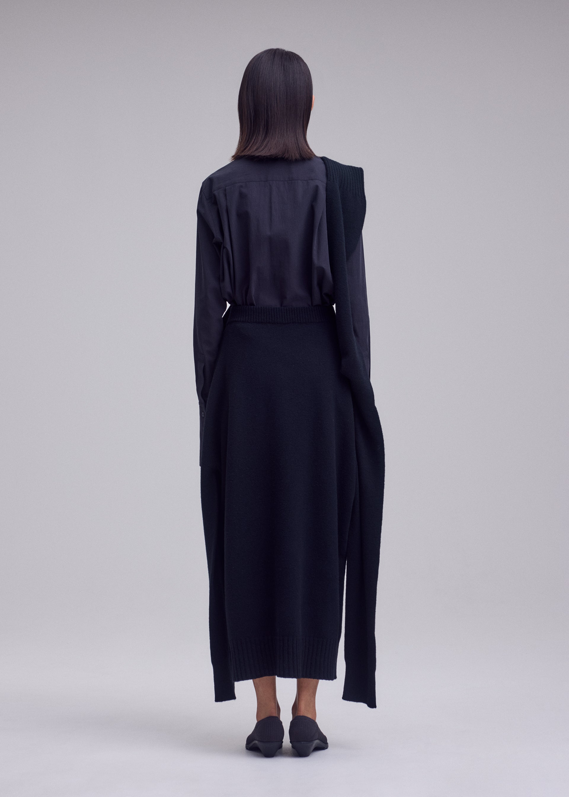 Issey Miyake O Knit sukně off-white vlněná