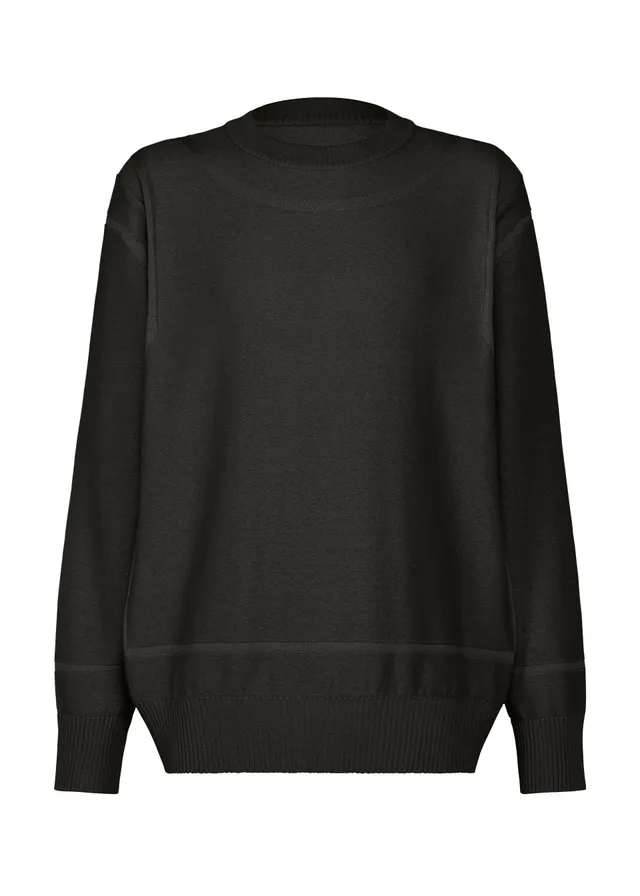 Issey Miyake TYPE-K 010 pletený top černá dlouhý rukáv