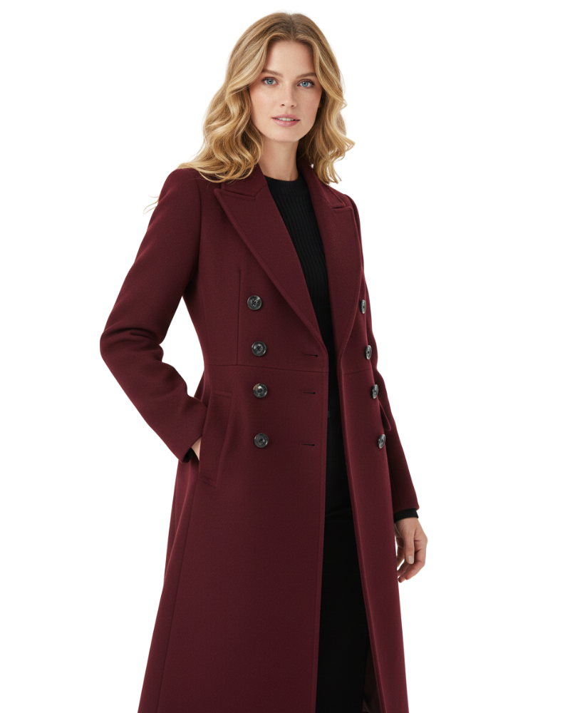 Norielle klasický dlouhý kabát červená elegantní