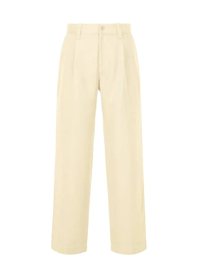 Issey Miyake Im Men Tough Wool Cotton kalhoty ivory vlněné