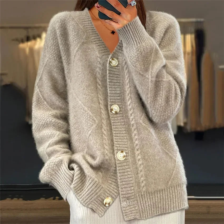 Norielle dámský pletený cardigan béžový na knoflíky