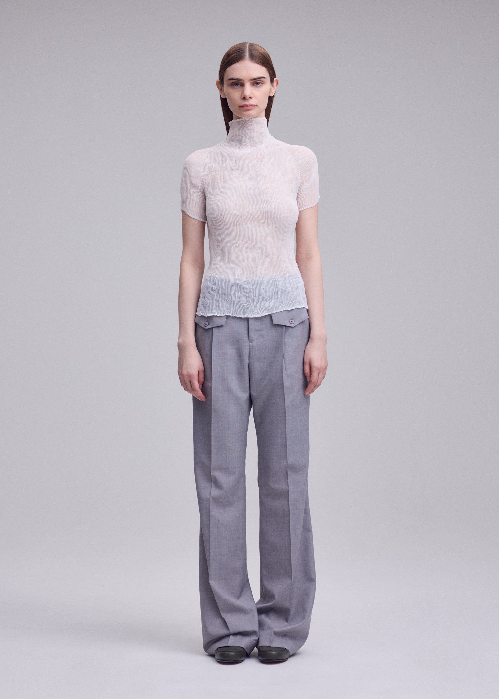 Issey Miyake Chiffon Twist BK/WT-68 top bílý vel. 2