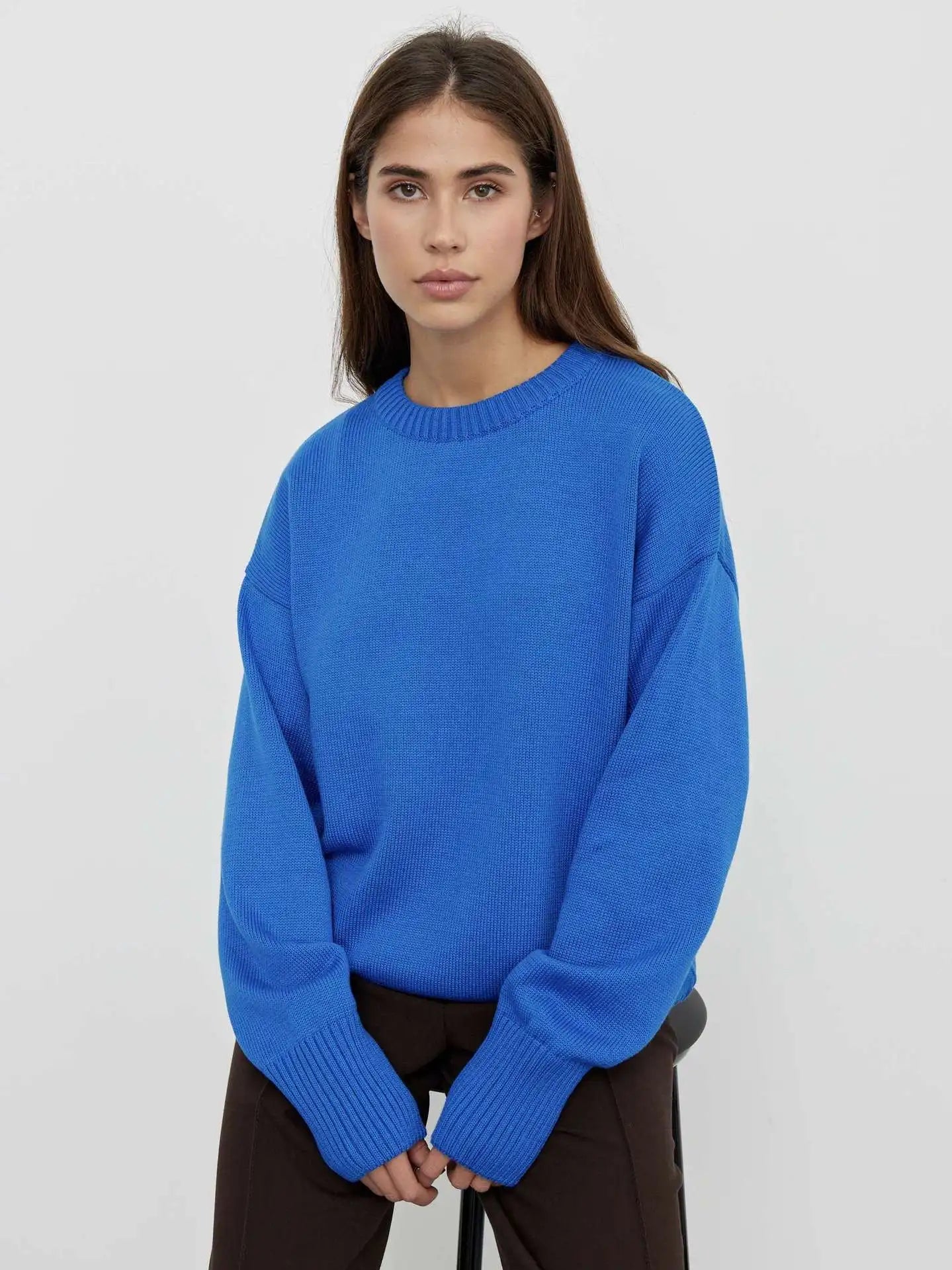 Norielle oversize pletený svetr s kulatým výstřihem béžový