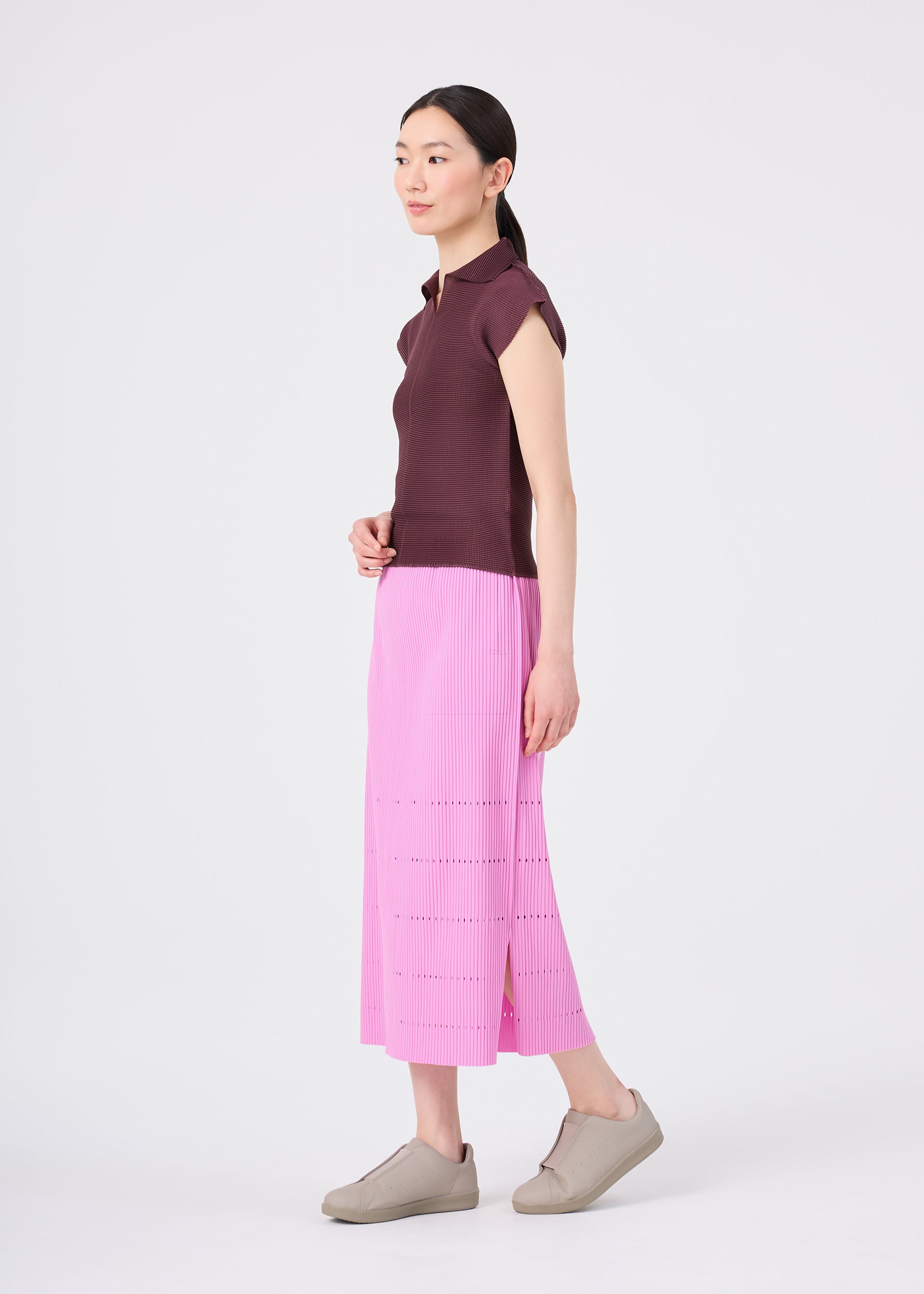 Issey Miyake Fine Knit Pleats Bottom 1 sukně růžová