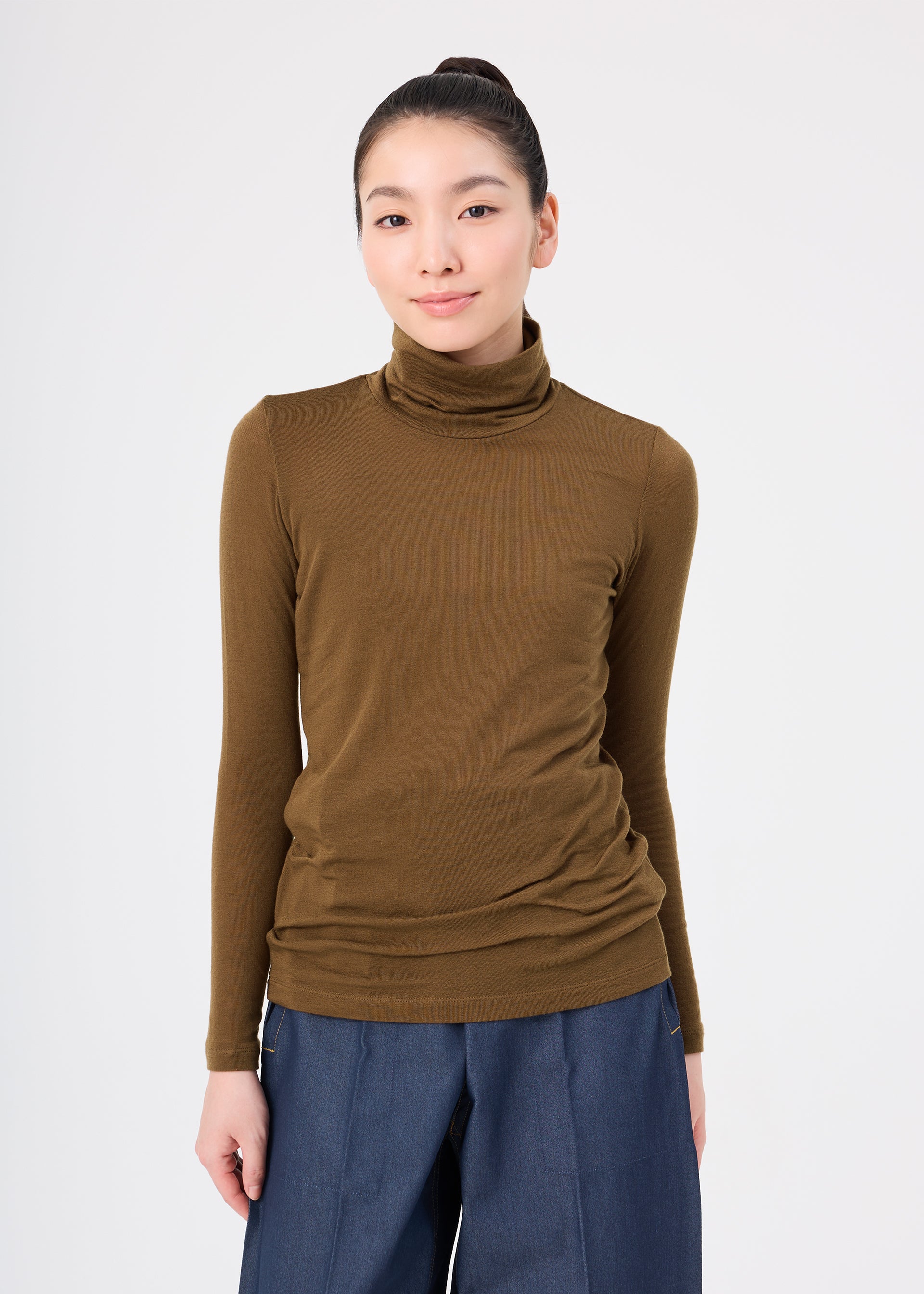 Issey Miyake Wool Mix Jersey rolák černý vlněný